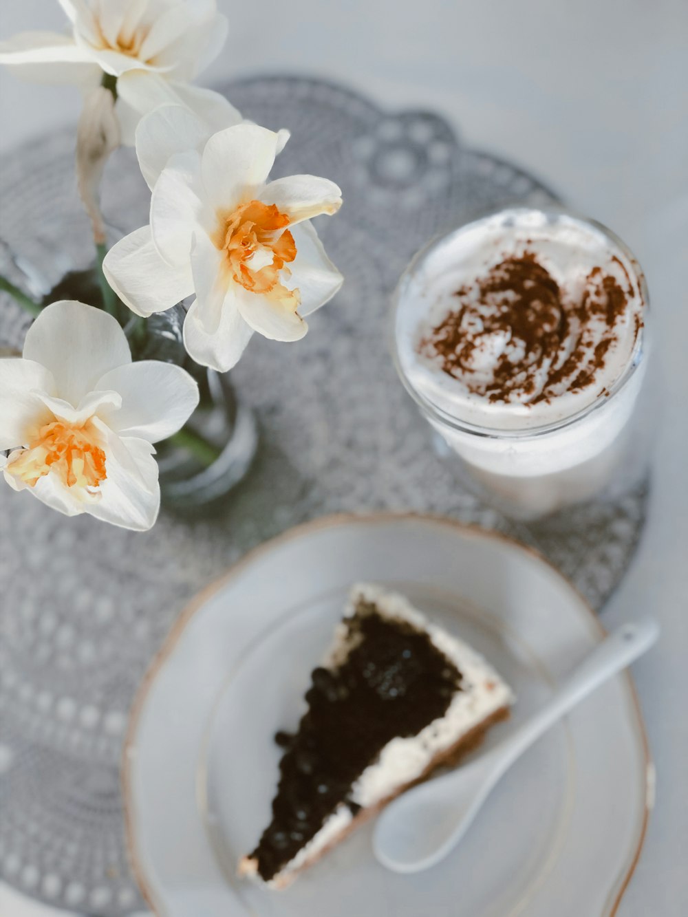 chocolate cake on white ceramic plate