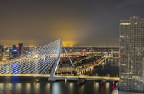 bridge over water during night time