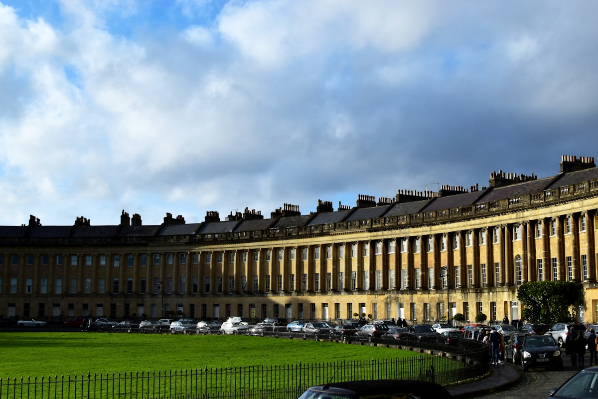 Georgian terraces of the Royal Crescent in Bath, a UNESCO World Heritage City