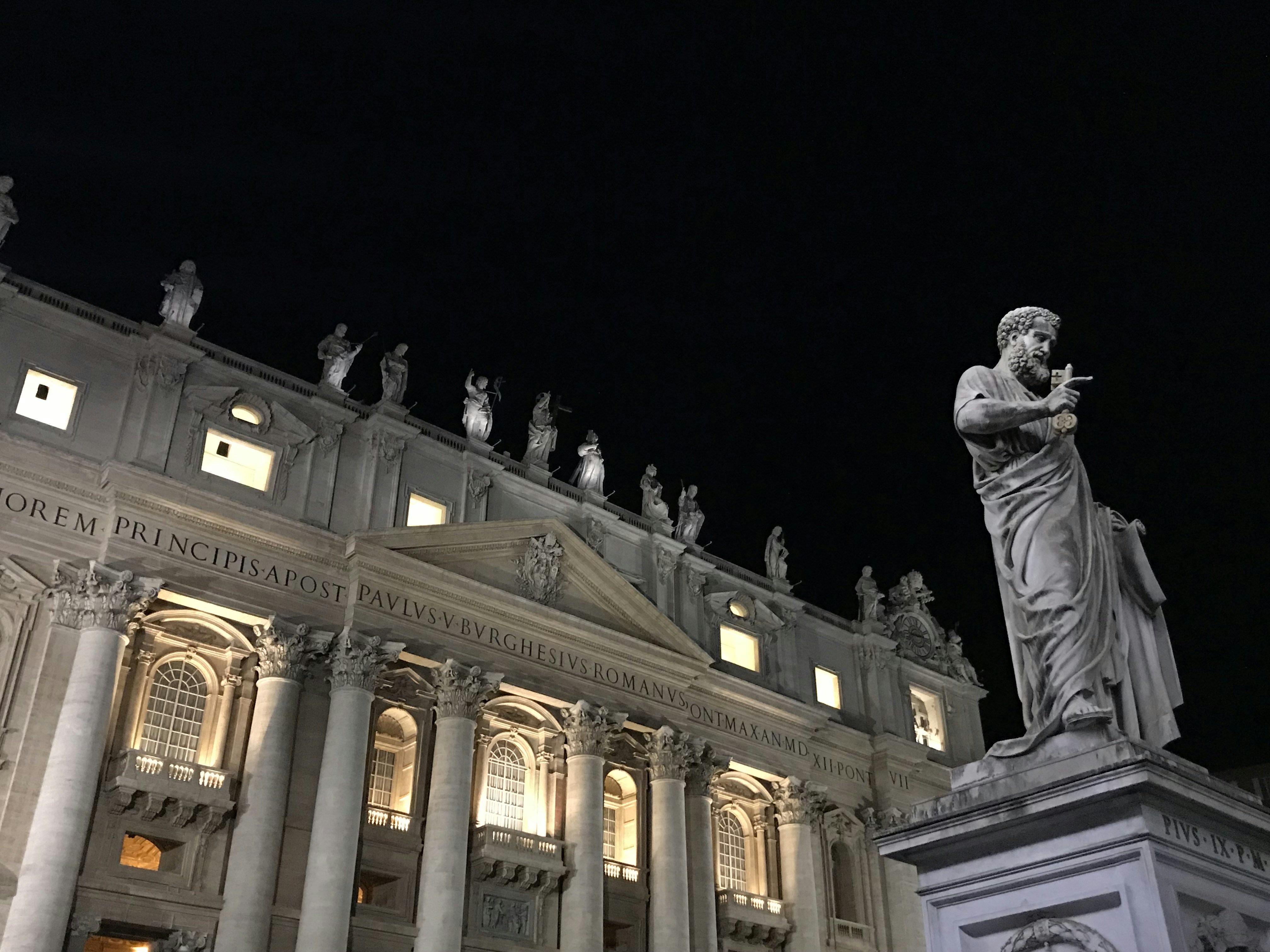 white concrete building during night time