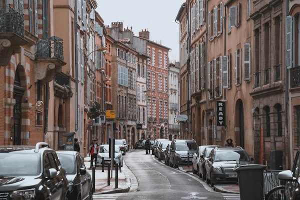A street of pink brick in the centre — Toulouse, France