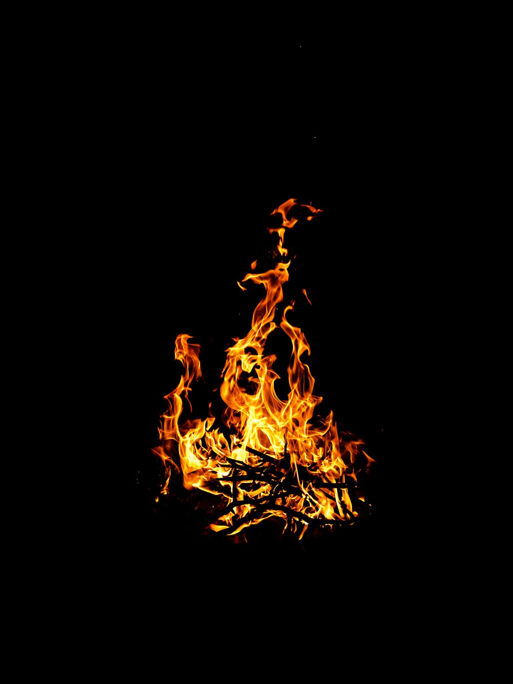 orange fire in black background