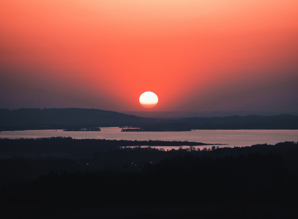 silhouette d’arbres au coucher du soleil