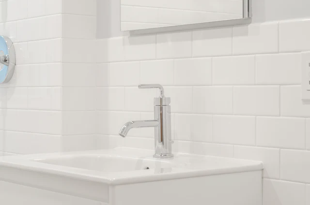 Simple Tiled Wash Basin — commercial washroom interior design