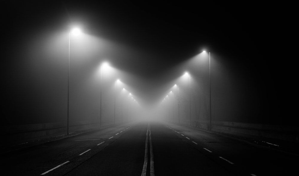 grayscale photo of a road