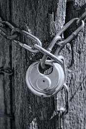 gray scale photo of chain link fence