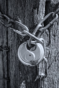 gray scale photo of chain link fence