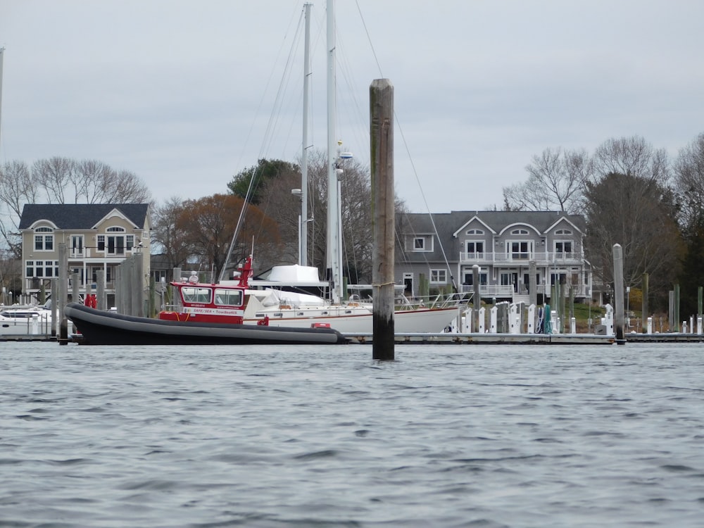 white and red boat on dock during daytime