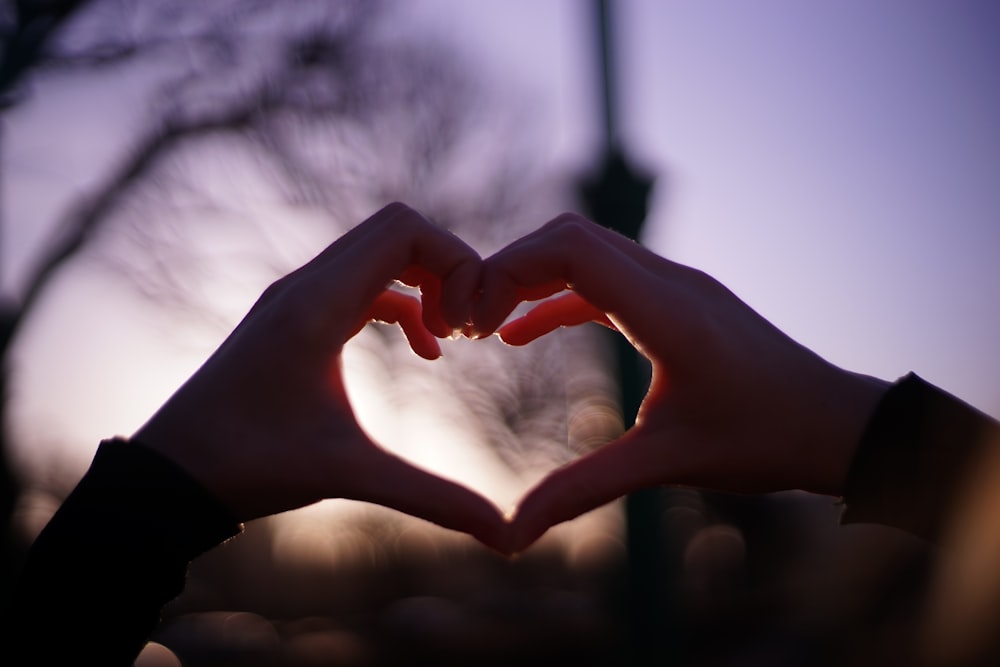 persons hand forming heart