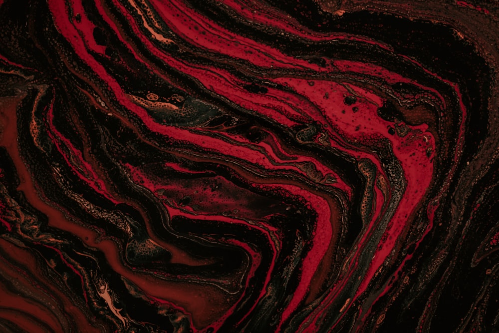 Pintura abstracta roja y negra