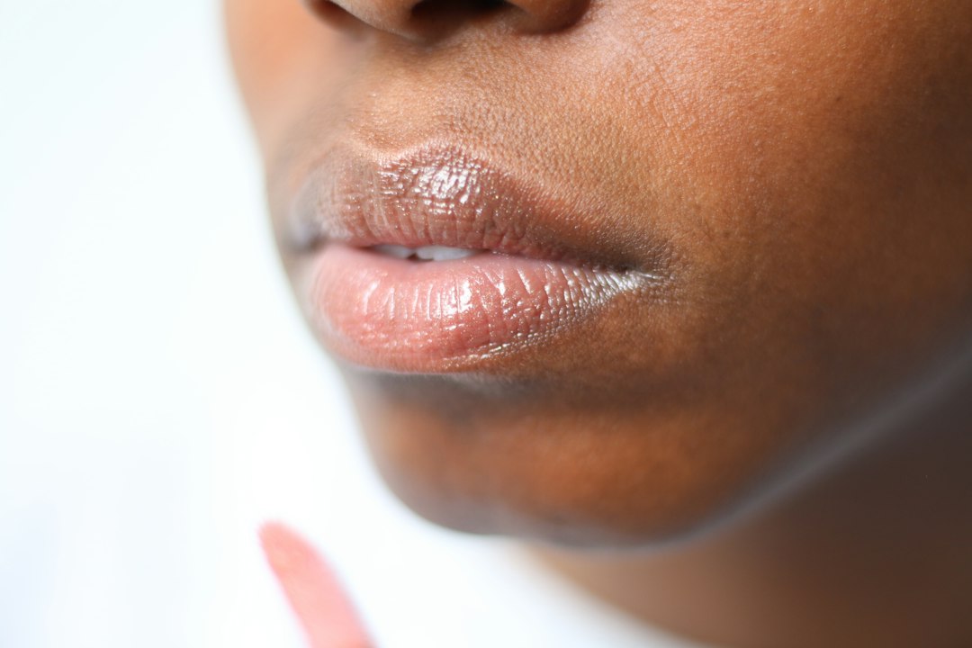 persons face with red lipstick, Beautiful lips