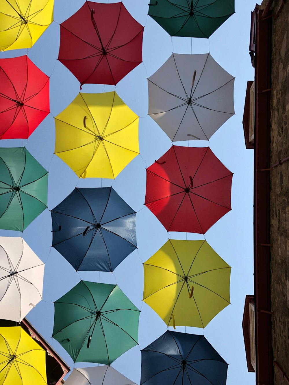 white red and blue umbrella