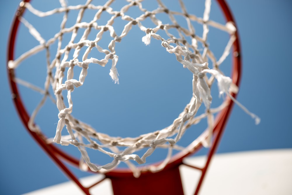 white and red basketball hoop