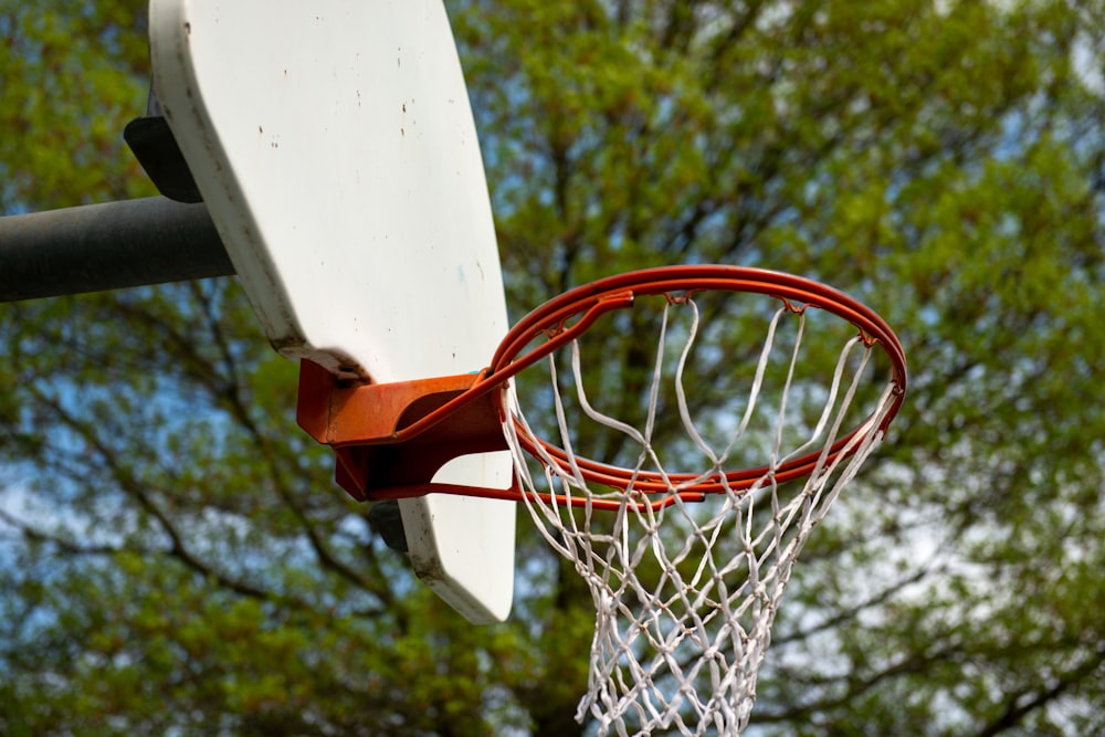 white and red basketball hoop