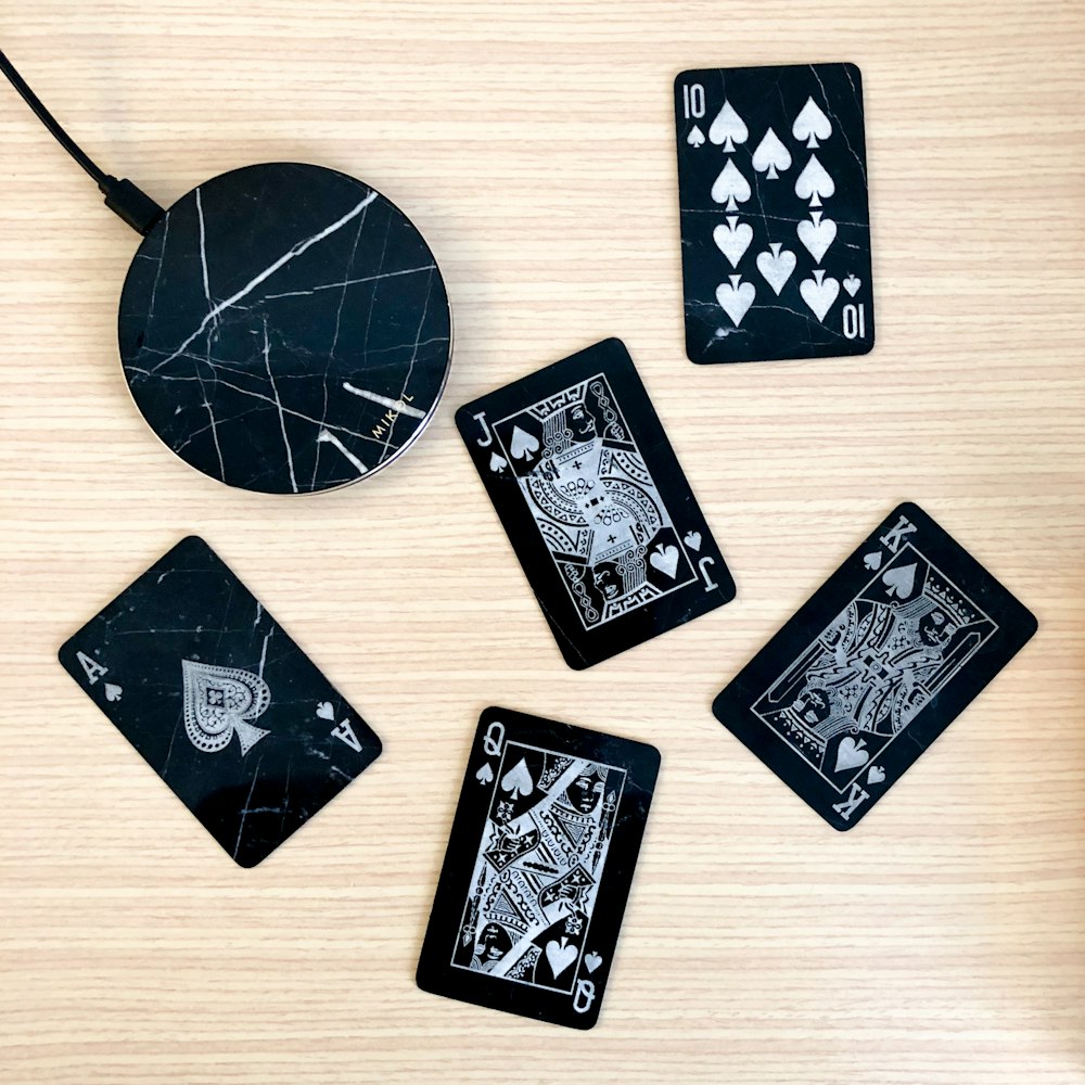 black and white playing cards