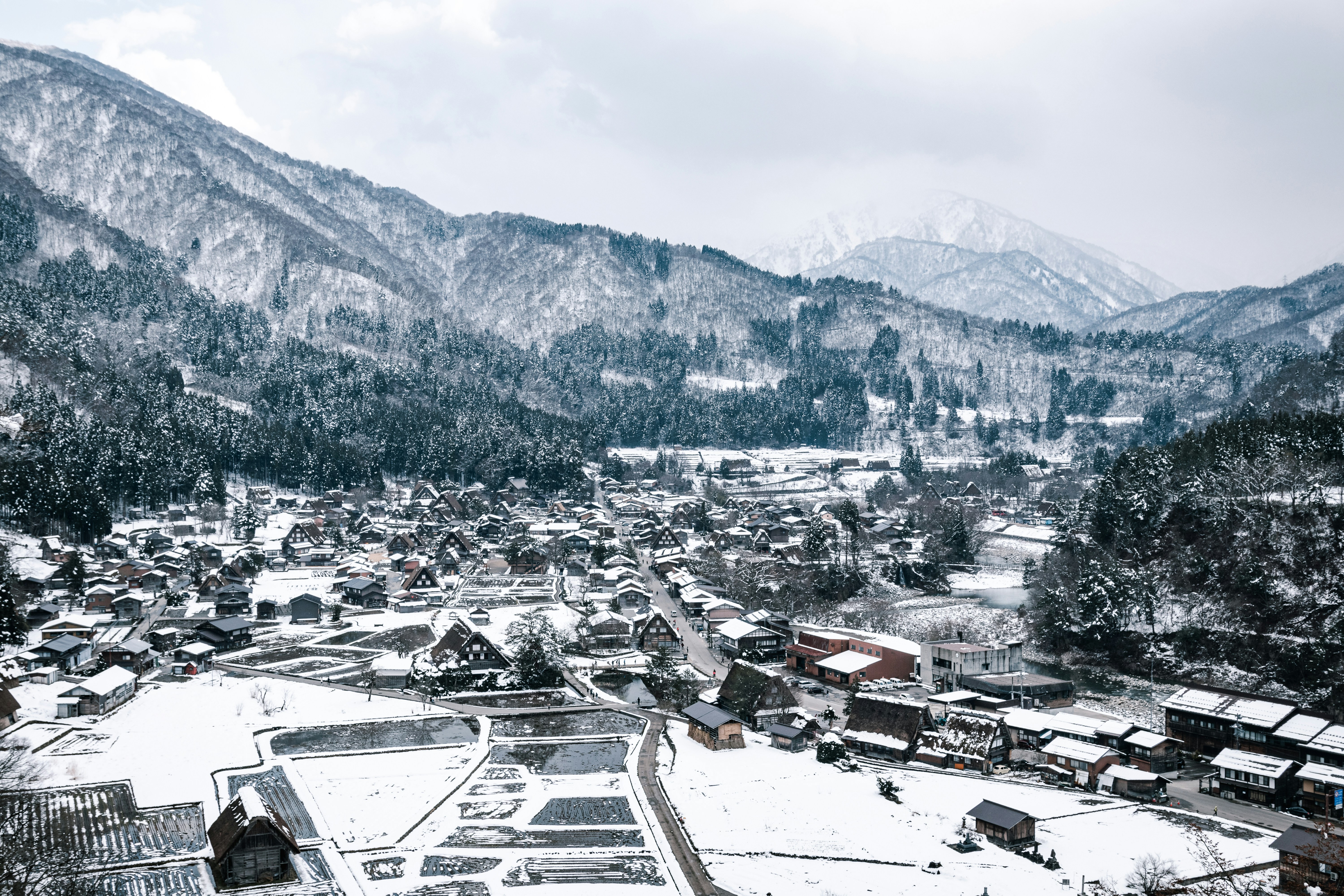 houses near mountain during daytime, Follow me on instagram @dennisags for more!!</p><p>Shirakawa-go Village, Gifu, Japan HD Wallpaper