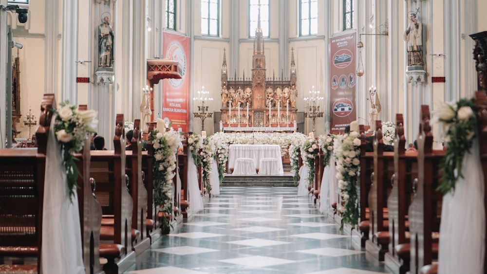 white and brown church interior