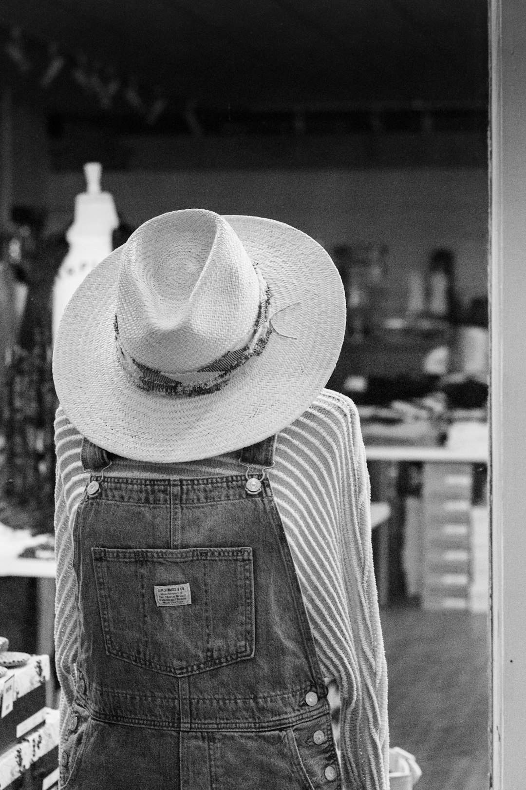 grayscale photo of a hat