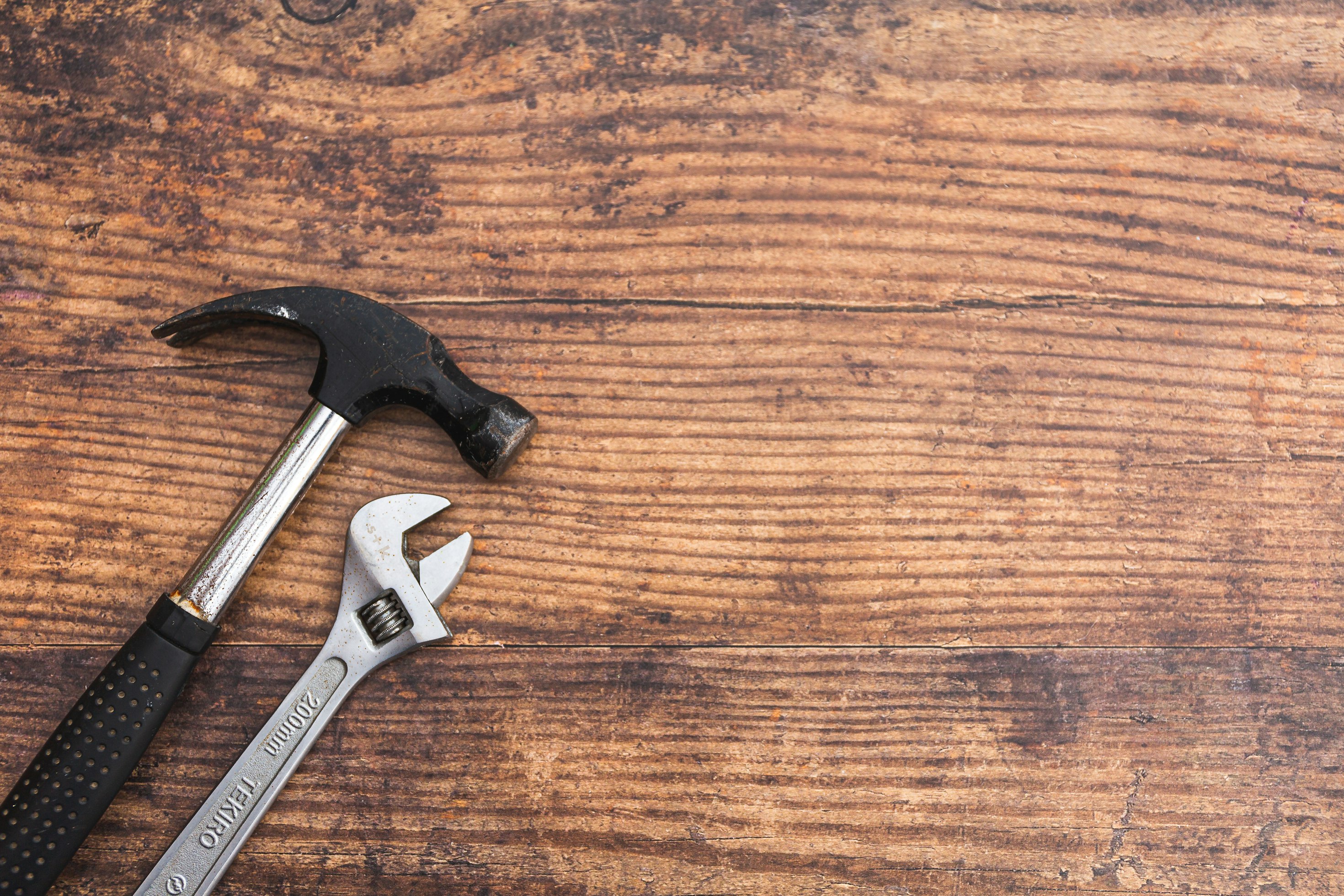 Picture of tools - a hammer and a spanner