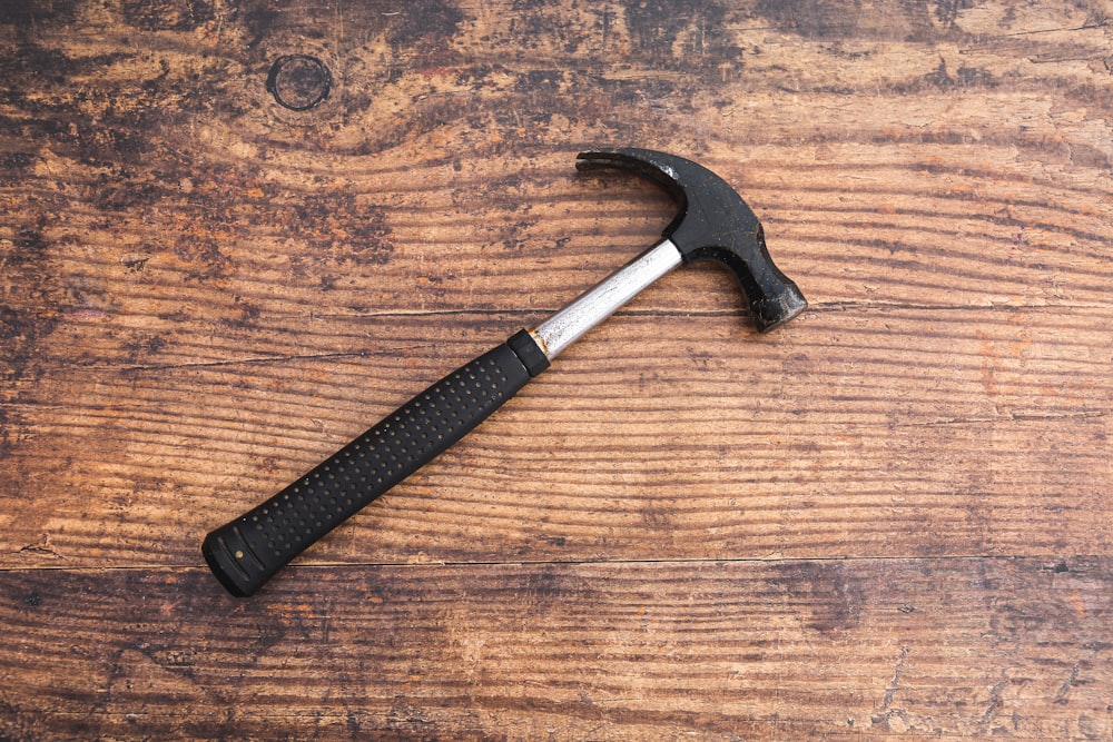 black handle on brown wooden table