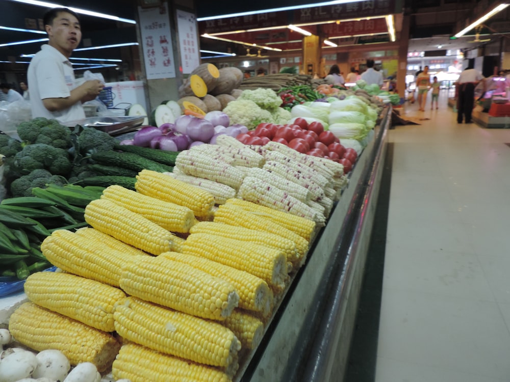 corn on display in market