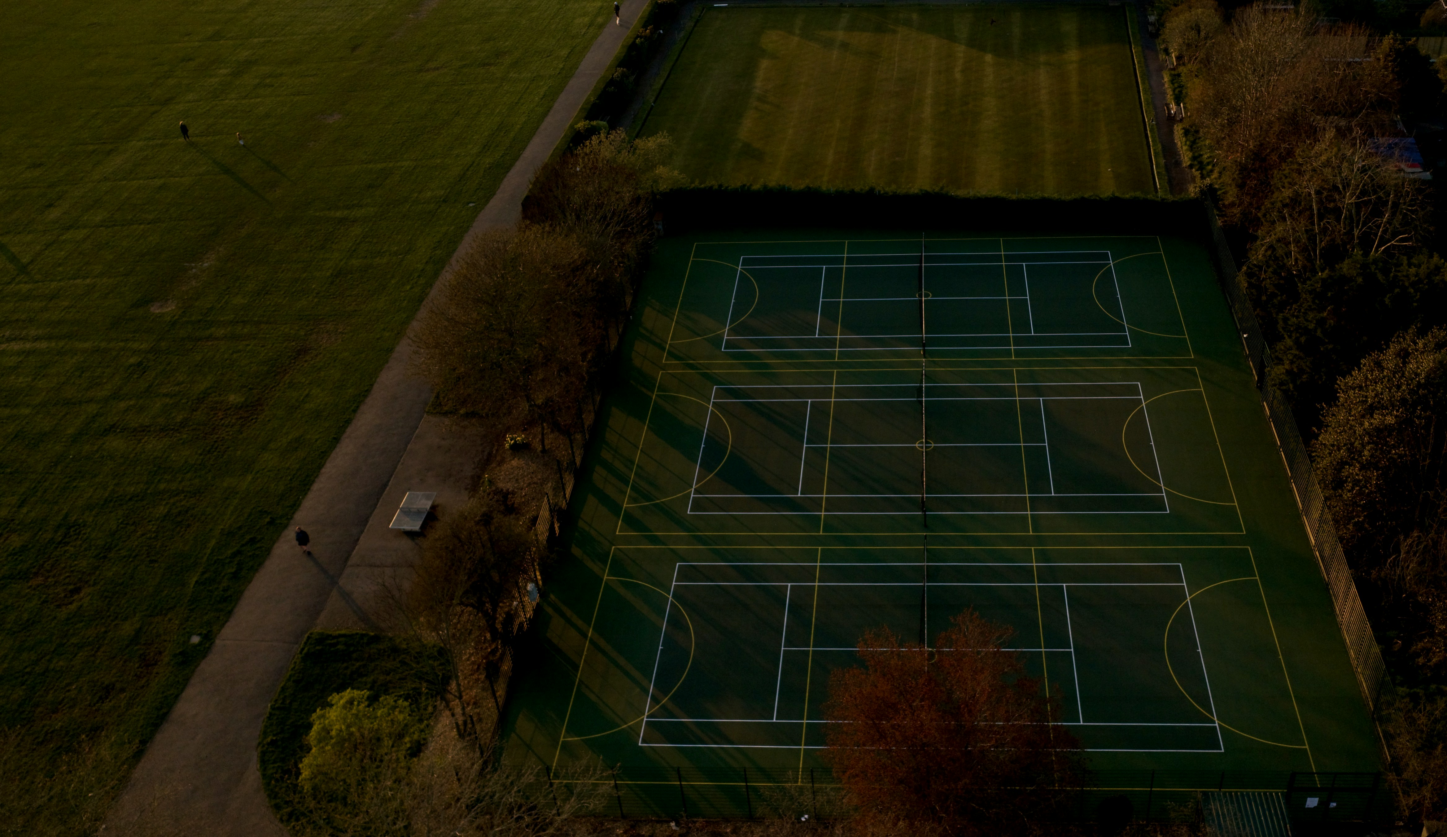 aerial view of green field, Game all set but no match... 