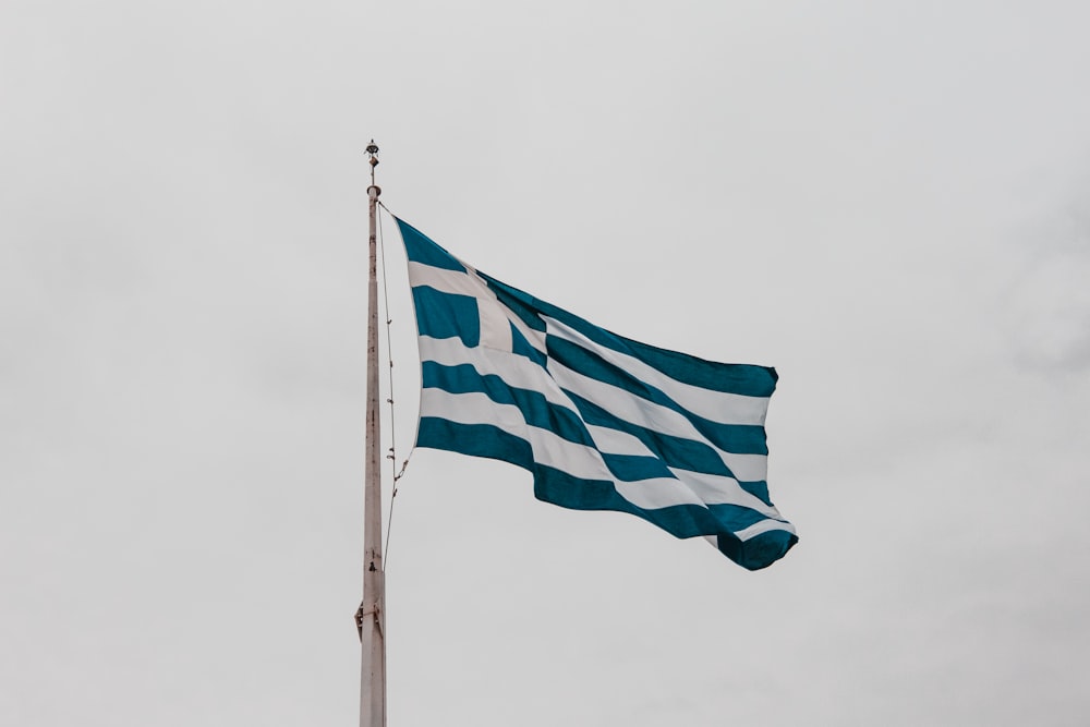 blue and white striped flag