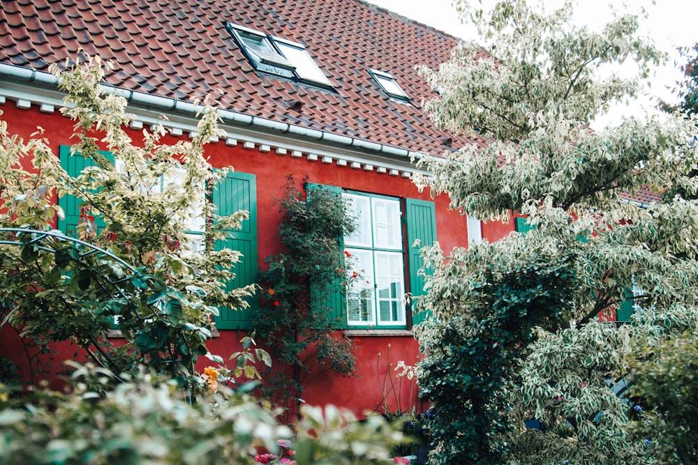 red and white concrete house