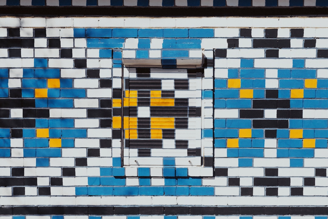 blue white and yellow concrete wall