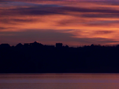 Sunset over a peaceful village captured in warm tones.