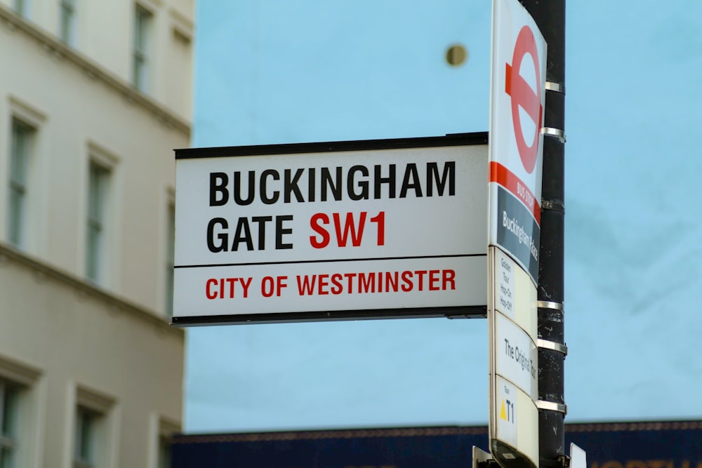 white and black street sign