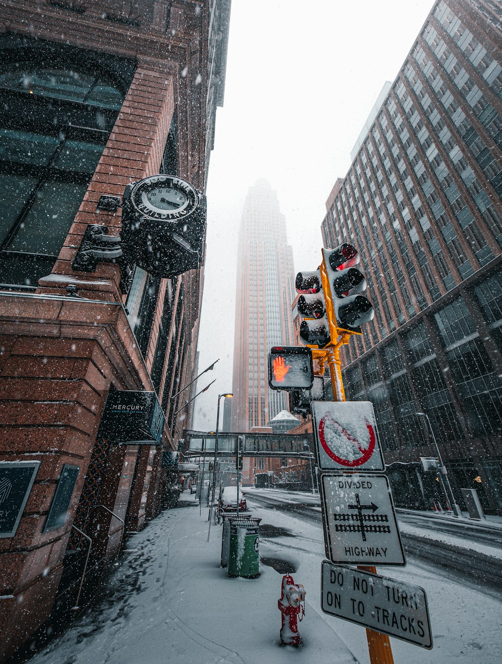 white and red street sign