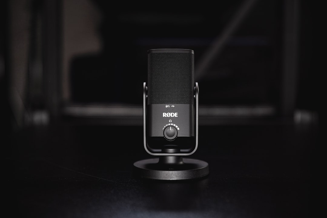 black and silver portable speaker, The NT-USB Mini from Rode Microphones. The perfect, portable mic for everything from Youtubers, to podcasters, and more. Now available to V+V.