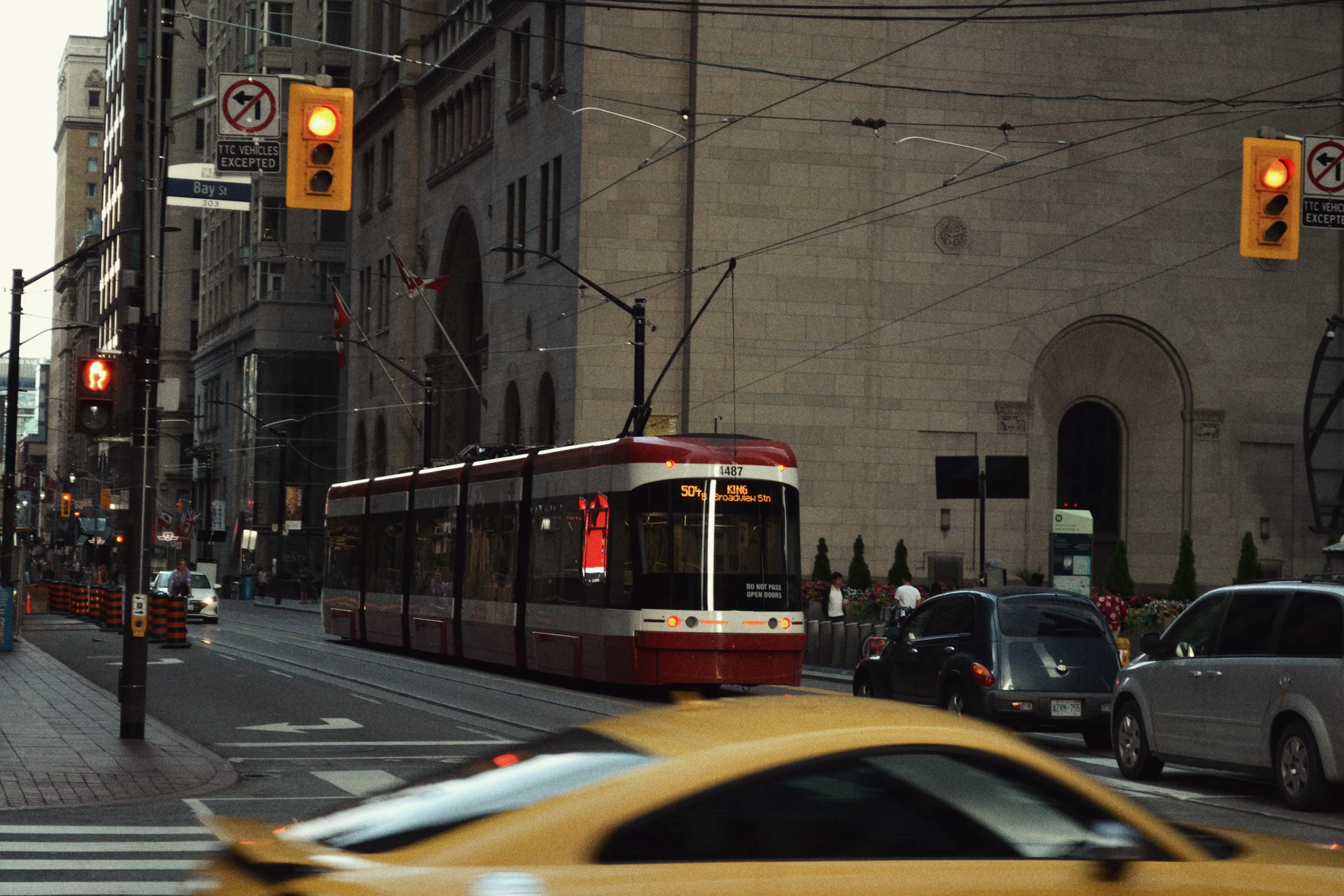 Streetcar passing through downtown Toronto