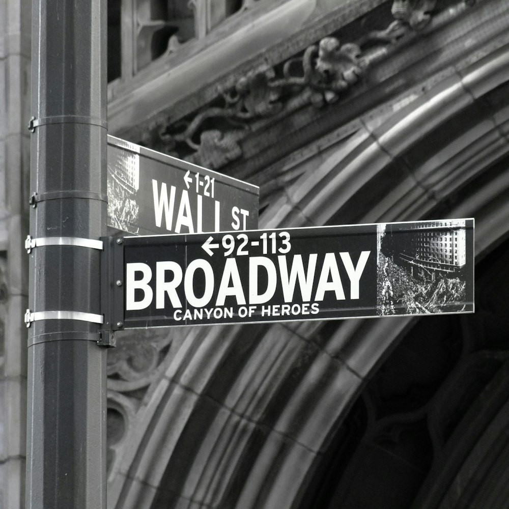 a black and white photo of a street sign