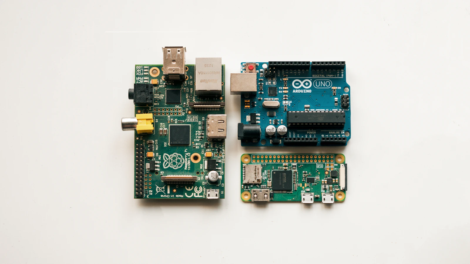 Close-up of a green and black circuit board