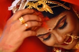 woman in gold and silver ring