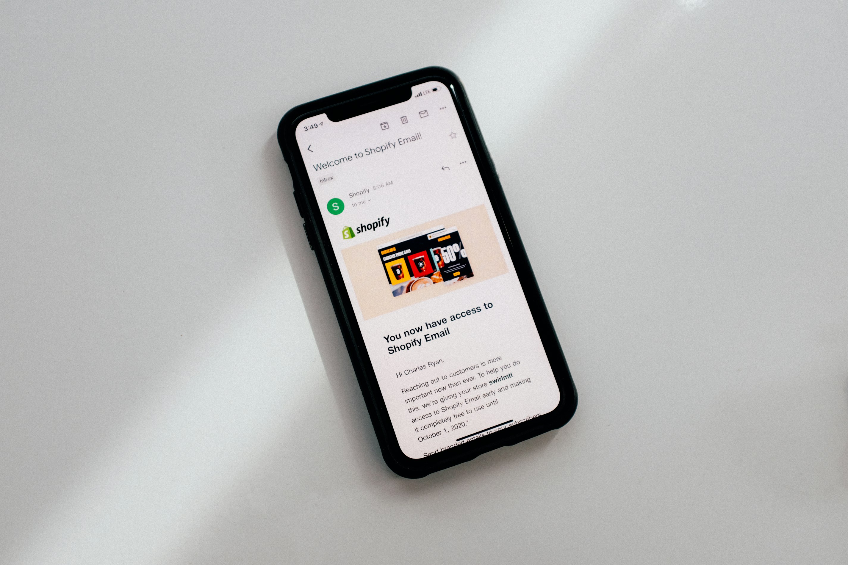 iPhone and shopify email