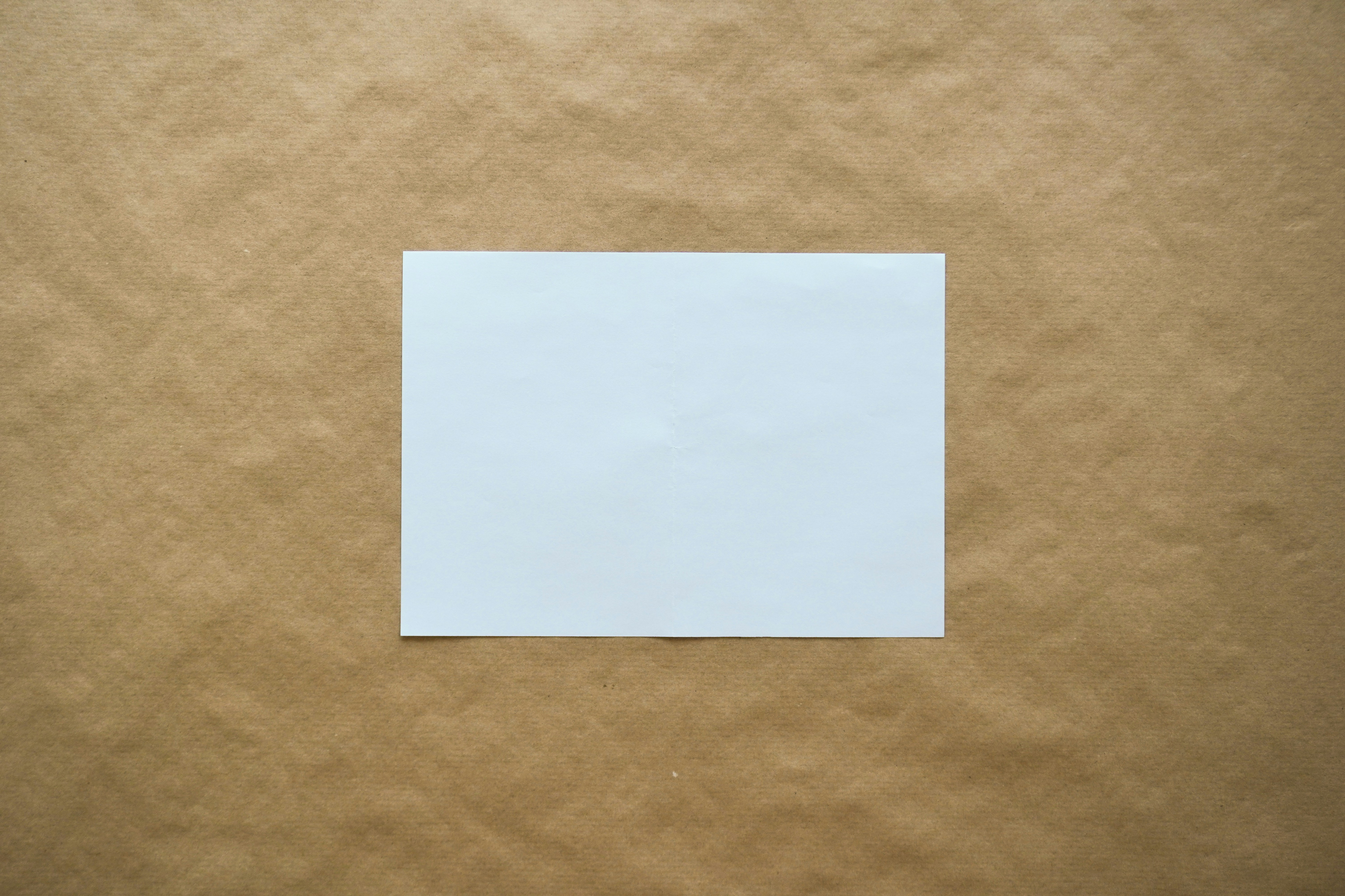 Top View / Mock up Card Template A4 Paper - Displayed on Craft Paper