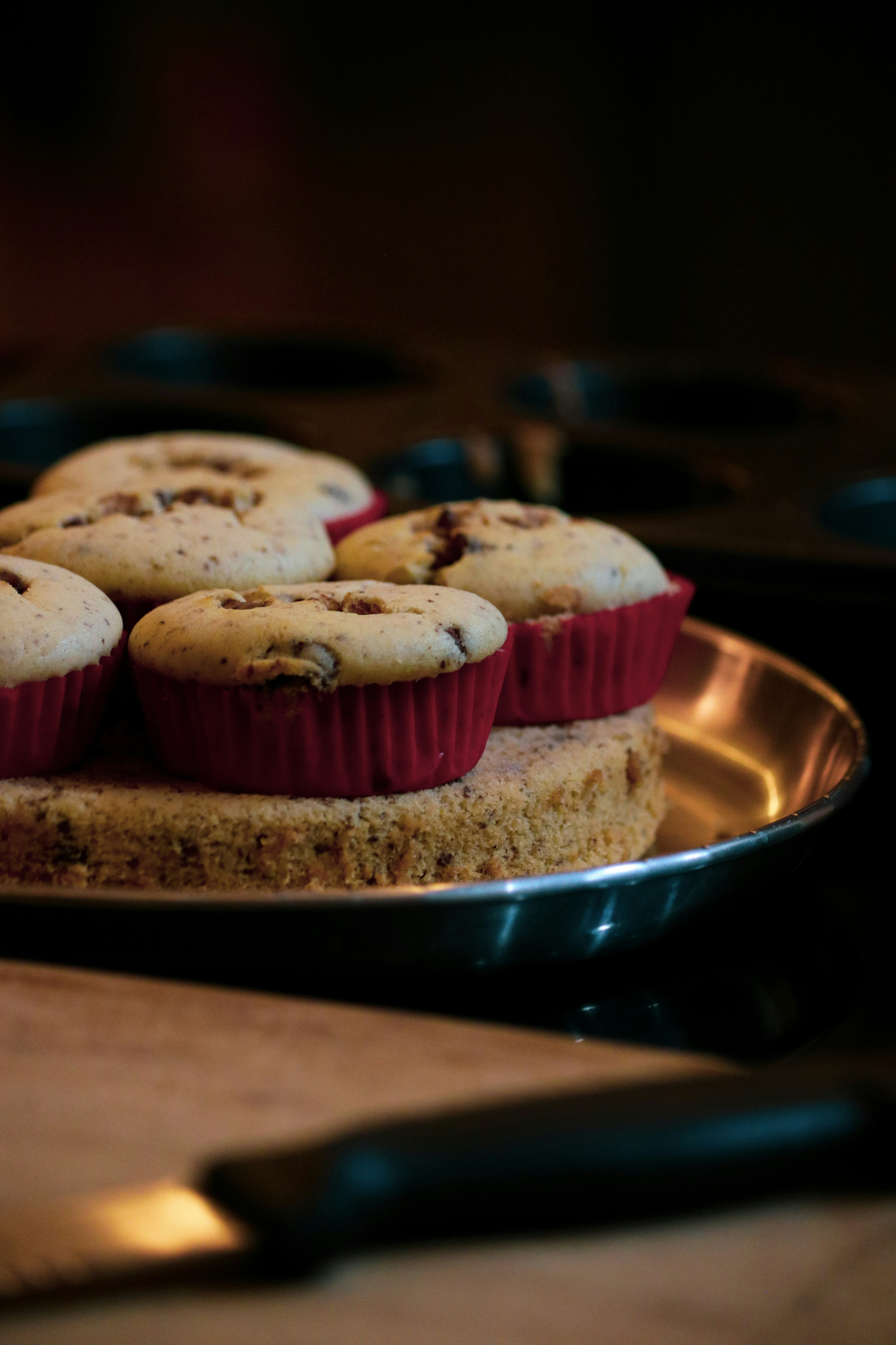 brown cupcakes on stainless steel tray