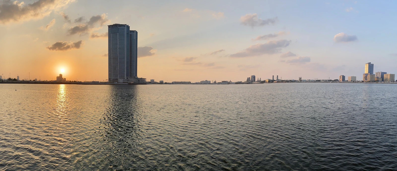 Sunset over the water at Al Mairid, Ras Al Khaimah
