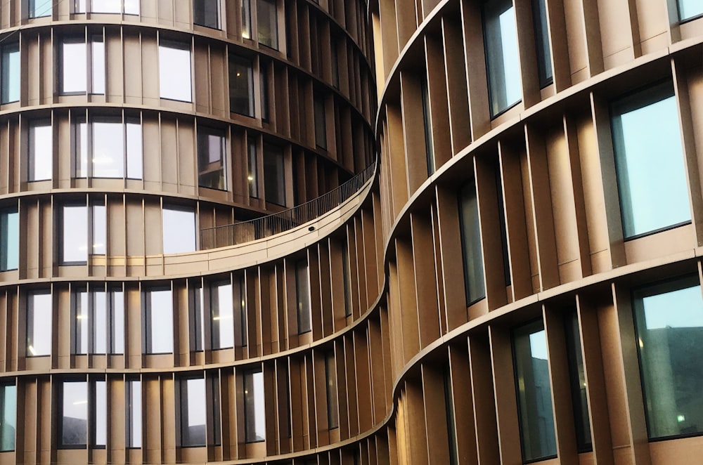 brown spiral staircase with brown wooden frame