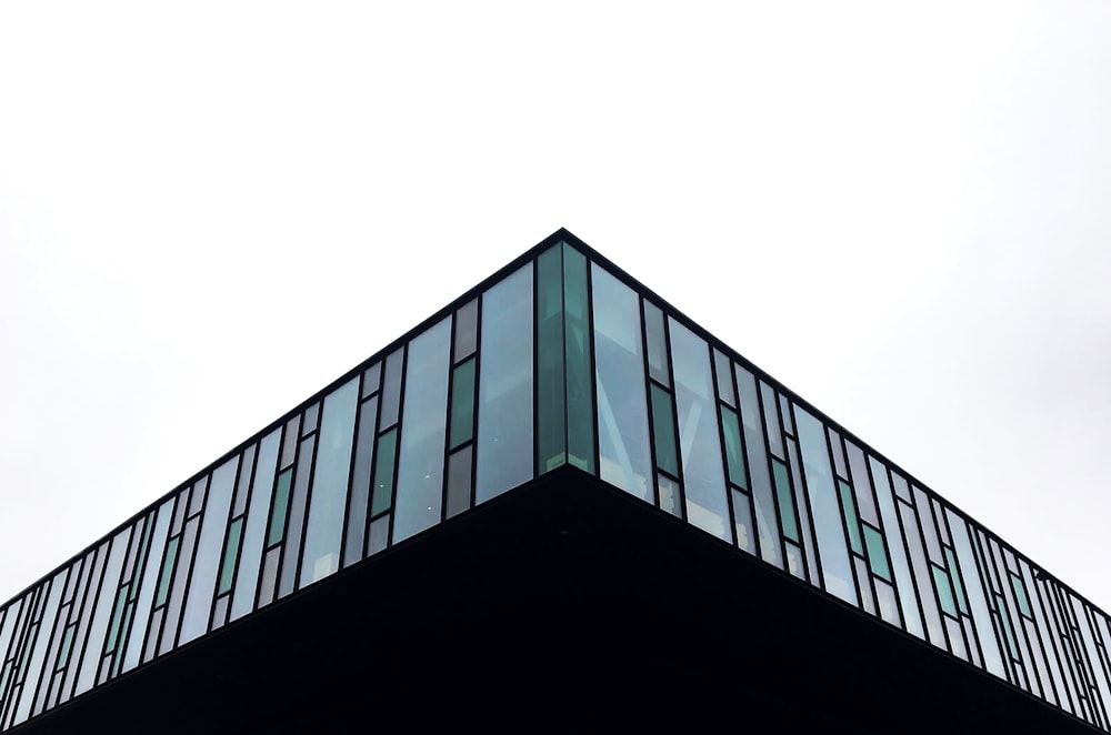 black and white glass building