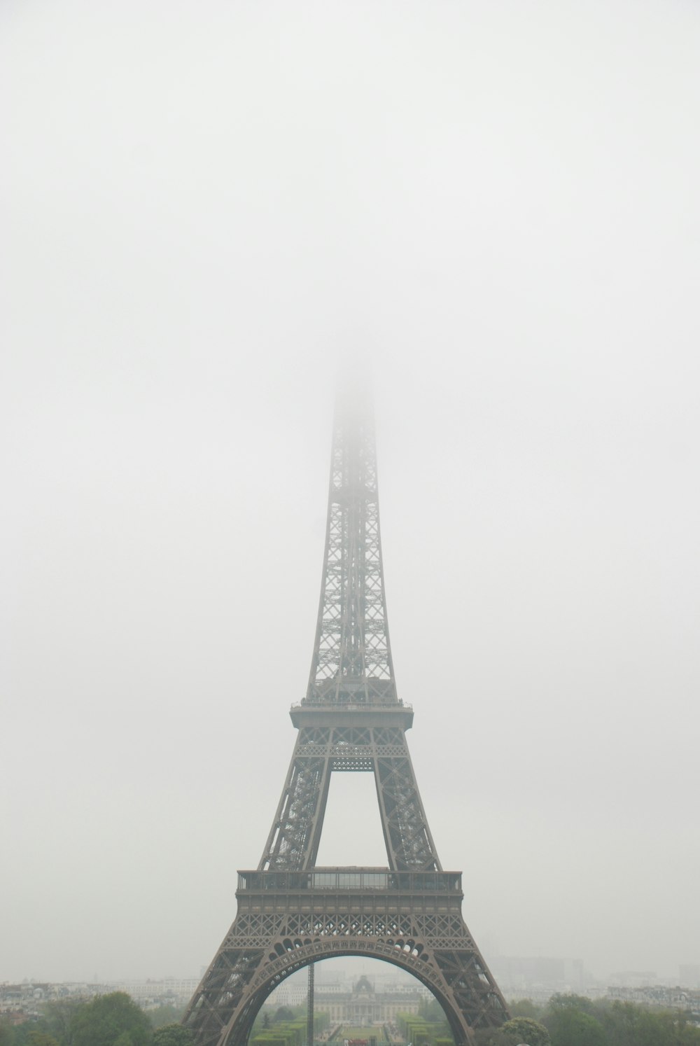 eiffel tower under gray sky