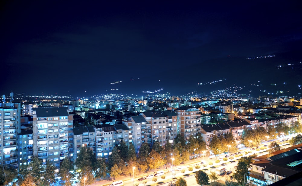 city lights during night time