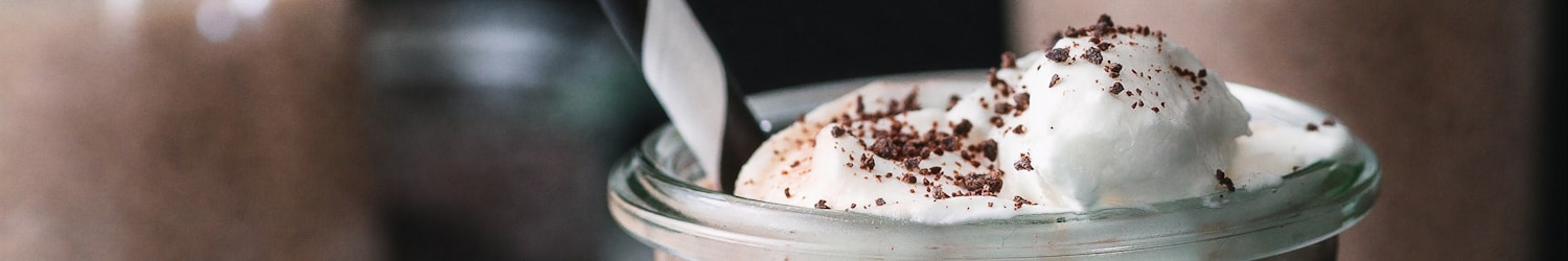 ice cream in clear glass cup