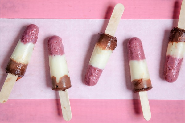 Pink and white ice cream