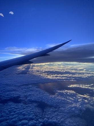 A stunning view of Flight A soaring above the clouds.