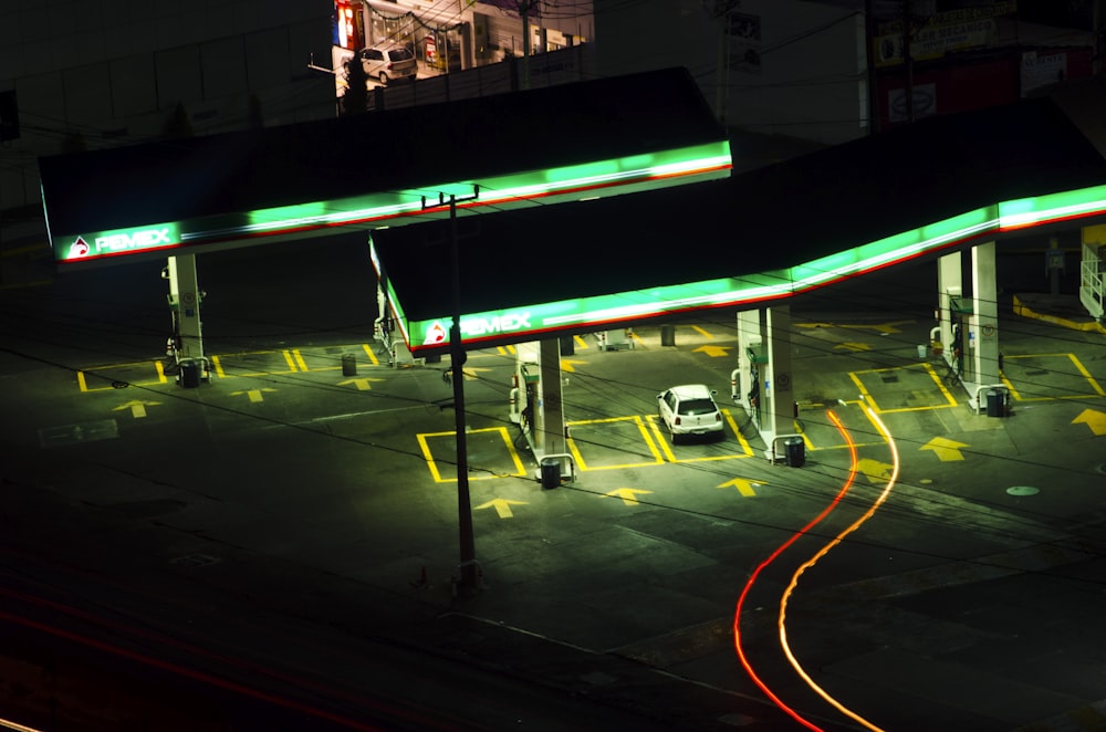 green and yellow lights on road during night time