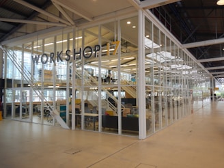white metal frame glass wall